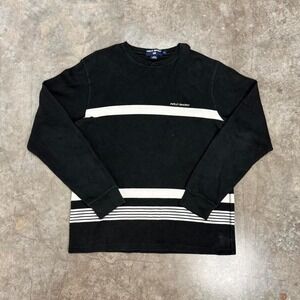 Polo Sport Ralph Lauren Black &‎ White Stripped Cotton Long Sleeve Shirt Size XL